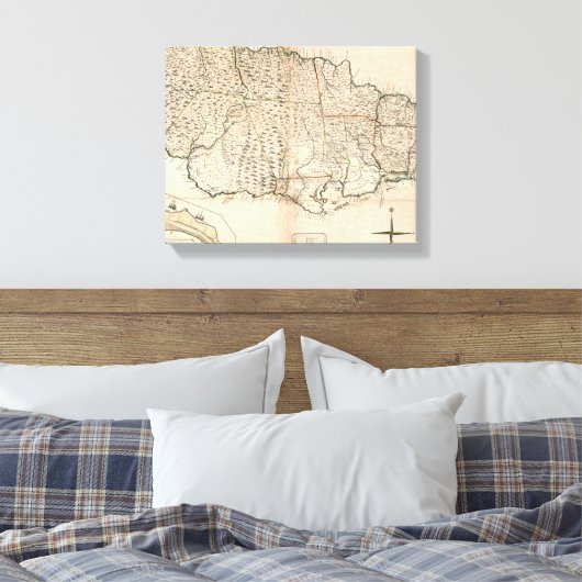 MAP: JAMAICA, 1755 2 CANVAS AFDRUK (Insitu (Slaapkamer))