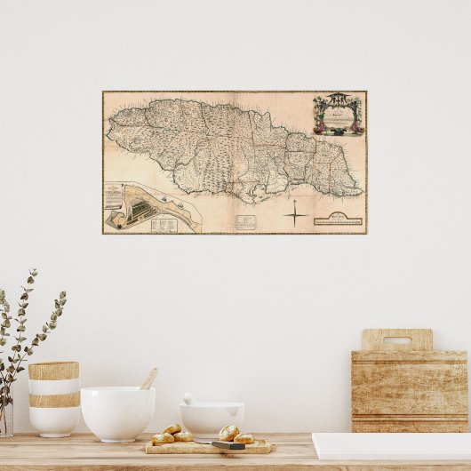 MAP: JAMAICA, 1755 2 POSTER (Keuken)