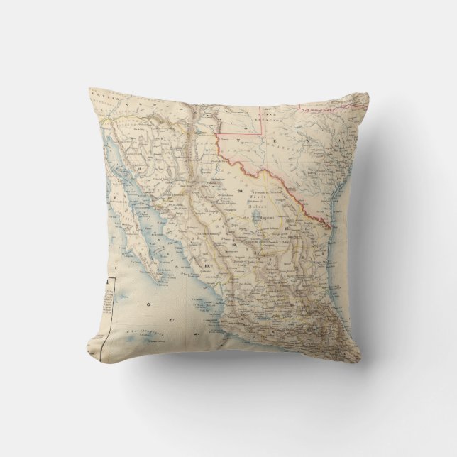 Map Mexico en Texas Kussen (Voorkant)