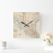 Map Mexico en Texas Vierkante Klok (Huis)