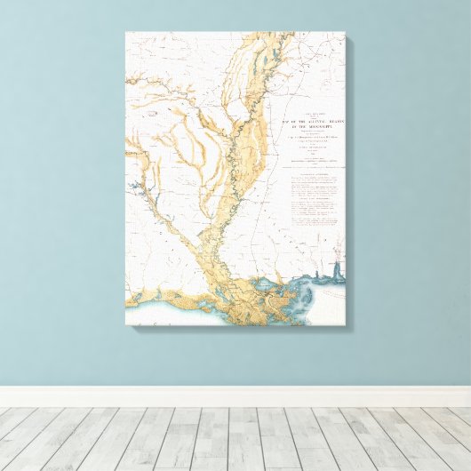 MAP: MISSISSIPPI RIVER, 1861 CANVAS AFDRUK (Insitu (Houten vloer))