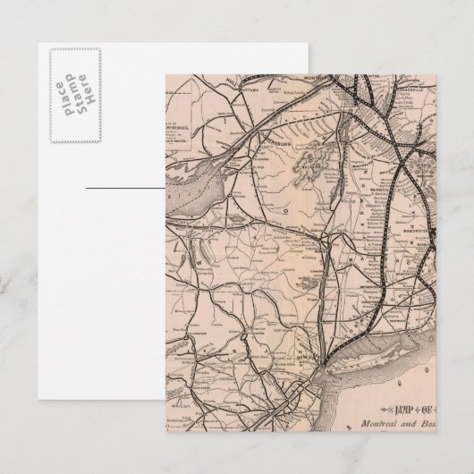 Map Montreal en Boston Air Line Briefkaart (Voorkant / Achterkant)