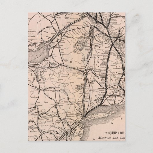 Map Montreal en Boston Air Line Briefkaart (Voorkant)