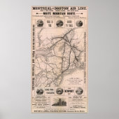 Map Montreal en Boston Air Line Poster (Voorkant)