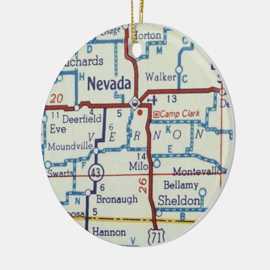  map Nevada MO Keramisch Ornament (Links)