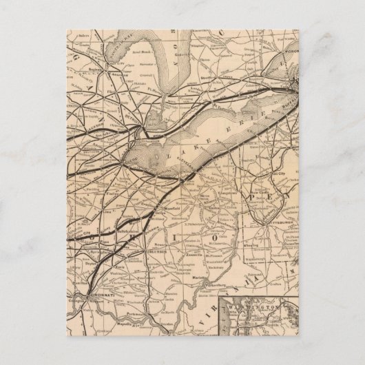 Map New York Central en Hudson River Railroad Briefkaart (Voorkant)
