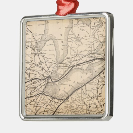 Map New York Central en Hudson River Railroad Metalen Ornament (Links)