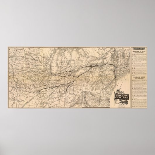Map New York Central en Hudson River Railroad Poster (Voorkant)