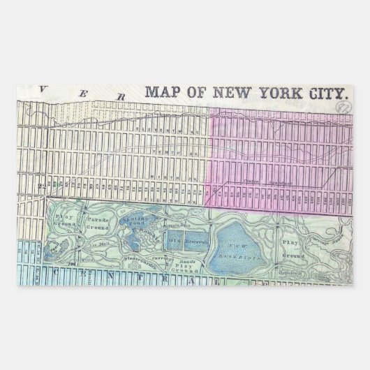 Map New York City Central Park Rechthoekige Sticker (Voorkant)