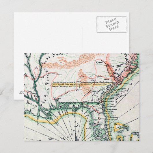 Map: North America, 1742 Briefkaart (Voorkant / Achterkant)