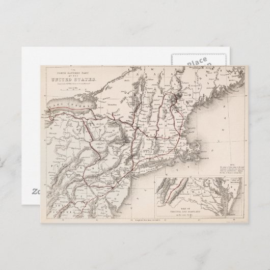 Map: Northeast USA Briefkaart (Voorkant / Achterkant)