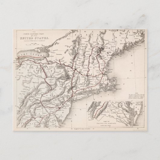 Map: Northeast USA Briefkaart (Voorkant)