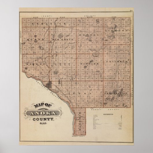Map of Anoka County, Minnesota Poster (Voorkant)