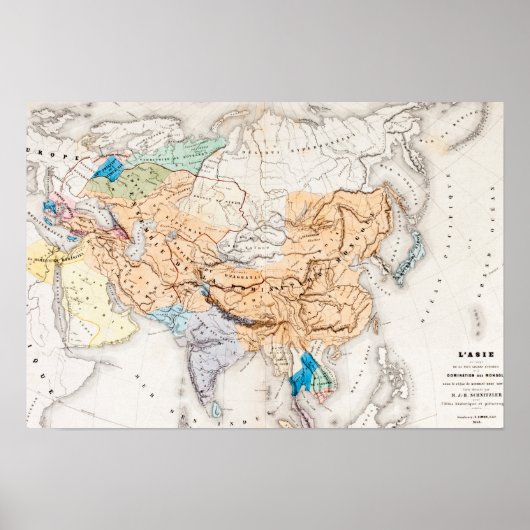 Map of Asia | Time of Kublai Khan Poster (Voorkant)