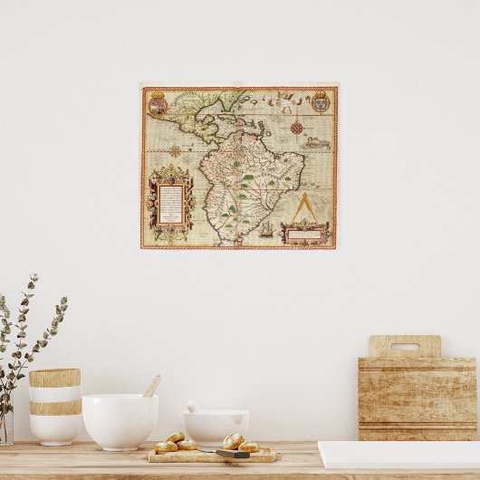 Map of Central and South America Poster (Keuken)