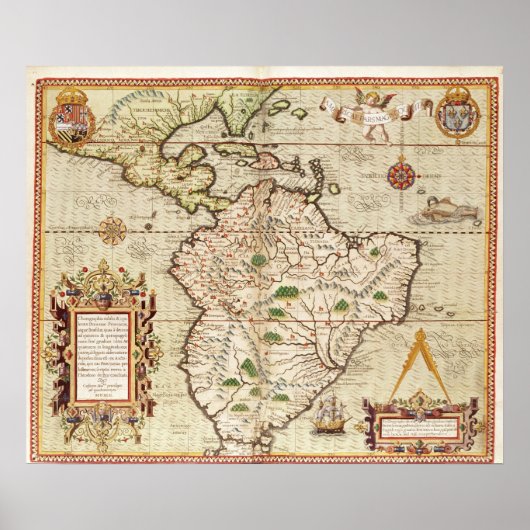 Map of Central and South America Poster (Voorkant)
