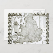 Map of England and Wales, 1644 Briefkaart (Voorkant / Achterkant)