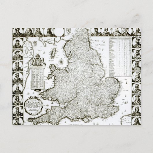Map of England and Wales, 1644 Briefkaart (Voorkant)