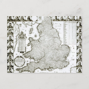 Map of England and Wales, 1644 Briefkaart