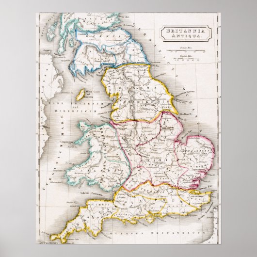 Map of England | Britannia Antiqua Poster (Voorkant)