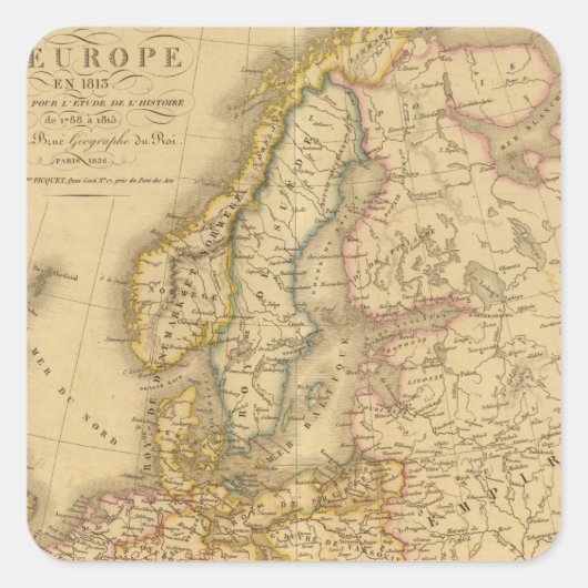 Map of Europe 2 Vierkante Sticker (Voorkant)