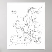Map of Europe Blank Outline Poster (Voorkant)