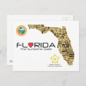 Map of Florida with all counties spelled out Briefkaart (Voorkant / Achterkant)