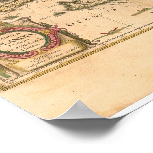 Map of Iceland (Blaeu, 1645) Poster (Hoek)