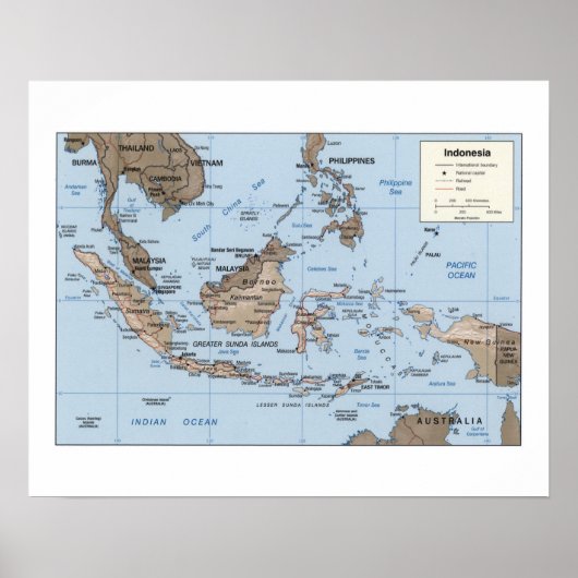 Map of Indonesia Poster (Voorkant)