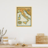 "Map of Italy" "Mappa de Italia" Poster (Keuken)