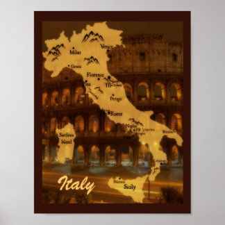 Map of Italy Poster