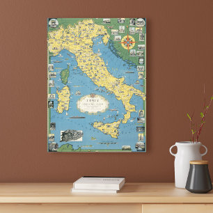 Map of Italy with Vatican City Canvas Afdruk