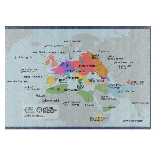 Map of Jewish languages  Snijplank (Voorkant)