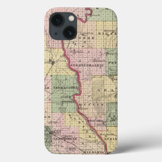 Map of Juneau and Adams counties Case-Mate iPhone Case (Achterkant)