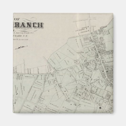 Map of Long Branch, NJ Magneet (Voorkant)