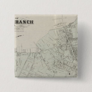 Map of Long Branch, NJ Vierkante Button 5,1 Cm