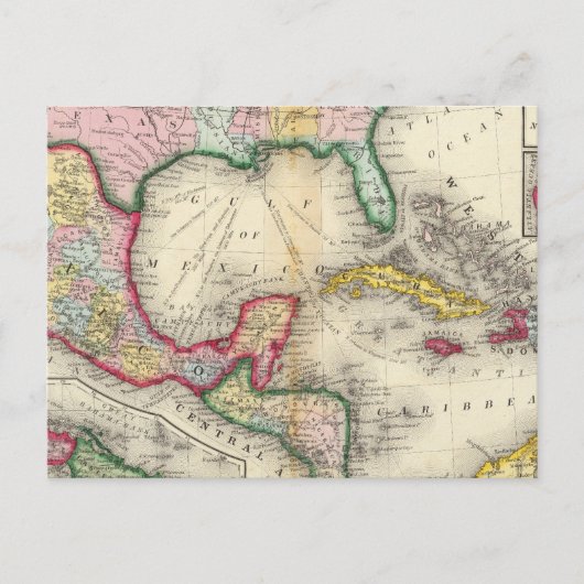 Map Of Mexico, Central America Briefkaart (Voorkant)