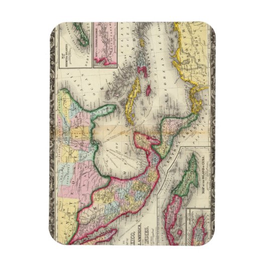 Map Of Mexico, Central America Magneet (Verticaal)