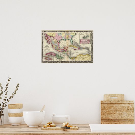 Map Of Mexico, Central America Poster (Keuken)