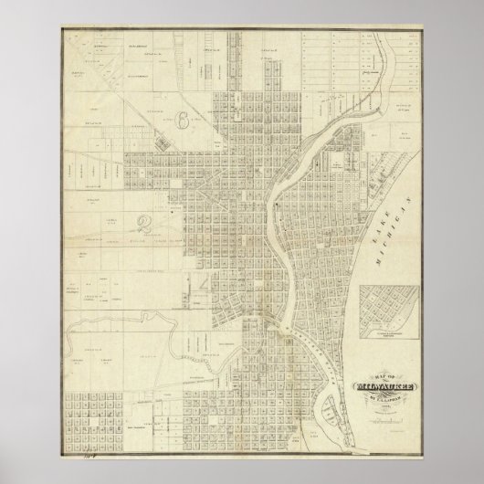 Map of Milwaukee Poster (Voorkant)