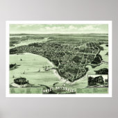 Map of Onset Bay Grove in Wareham, MA vanaf 1885 Poster (Voorkant)