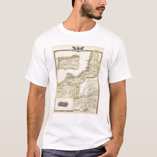 Map of Rock Island County en Dixon T-shirt (Voorkant)