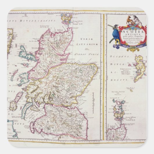 Map of Scotland, c.1700 Vierkante Sticker (Voorkant)