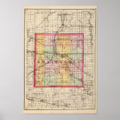 Map of Shiawassee County, Michigan Poster (Voorkant)