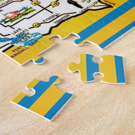 Map of South Dakota 11x14 Jigsaw Puzzle Legpuzzel (Zijkant)