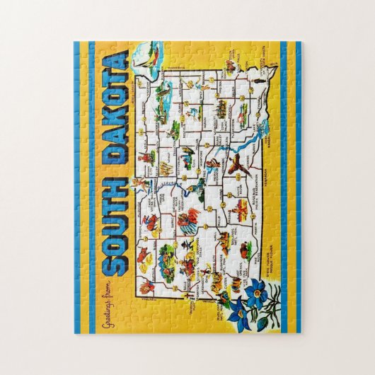 Map of South Dakota 11x14 Jigsaw Puzzle Legpuzzel (Verticaal)