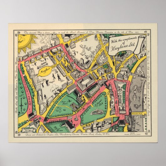 Map of the Coronation Route, London, England Poster (Voorkant)