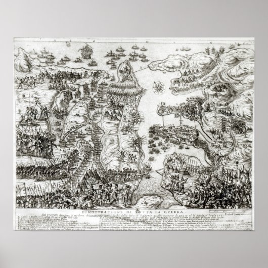 Map of the Siege of Malta in 1565 Poster (Voorkant)