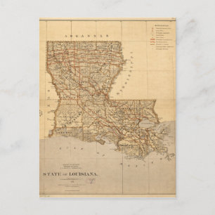 Map of the State of Louisiana Briefkaart