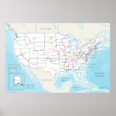 Map of the United States with State Capitals Poster (Voorkant)